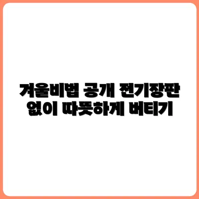 겨울 자취방 전기장판 없이 버티는 법