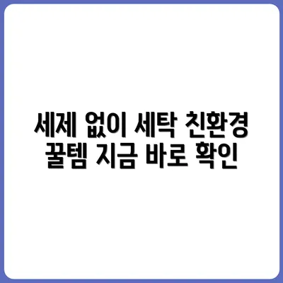 세제 없이 빨래 가능한 친환경 꿀템 소개