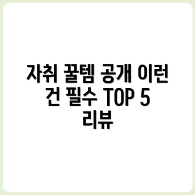 자취하며 생긴 꿀템 TOP 5 리뷰